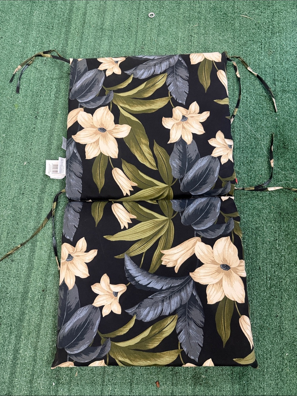 Floral Black & Green Patio Seat Cushions - Hampton Bay